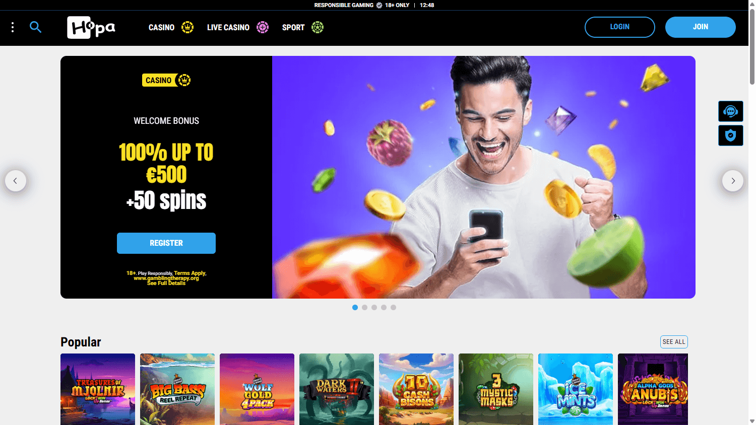 Hopa Casino Desktop screenshot